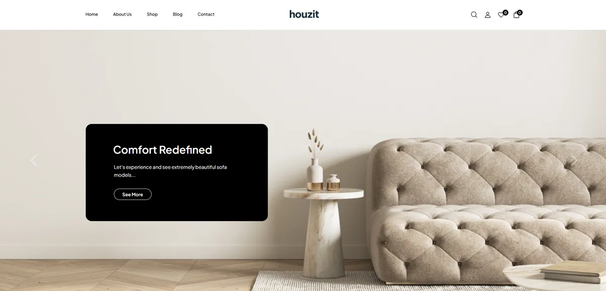 Houzit furniture e-commerce platform displaying modern home furnishing products